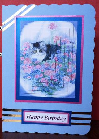 Hanging Basket with Cat Pyramid Topper and Gift Tag by Anne Jackson
