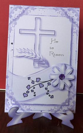 He is Risen Card Front & Stand in Lavender by Anne Jackson