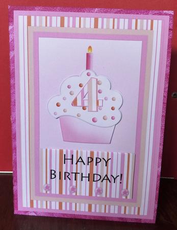 Pink Cupcake - Happy Birthday - Age Card Front by Anne Jackson