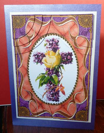 Violet Cross Fancy Bracket 7x5in Duo Corner Stacker by Anne Jackson