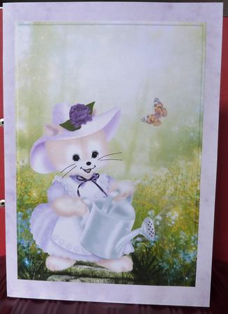 A4 Kitty Watering the Garden by Anne Jackson