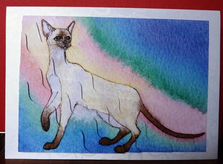 Siamese Cat Wavy Corner Stacker Topper by Anne Jackson