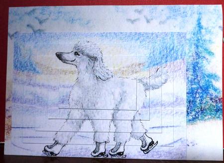 Poodle Ice Skating Rectangular Pyramid by Anne Jackson