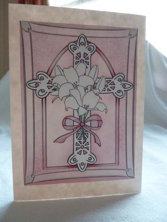 A4 Cross with Lillies by Anne Jackson