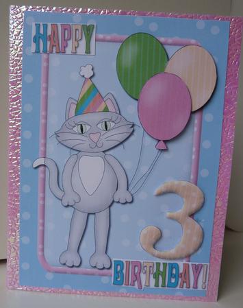 Birthday Kitten with Ages 1, 2 & 3 Quick Card by Anne Jackson