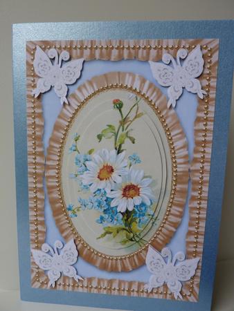 Daises 1 Lace Butterfly Ruffle Card Front by Anne Jackson