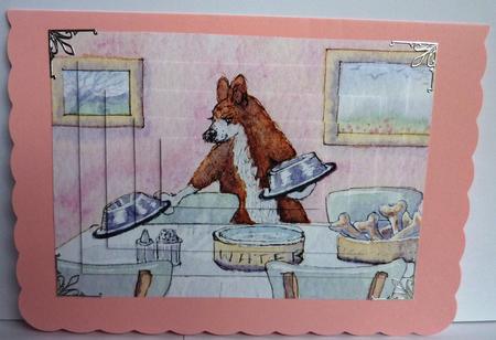 Corgi Dog Laying the Dinner Table by Anne Jackson