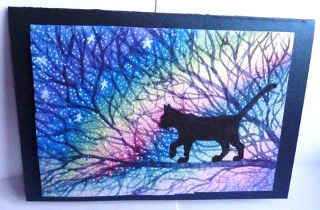 Starry, Starry Night - Cat Out and About - Wavy Corner by Anne Jackson
