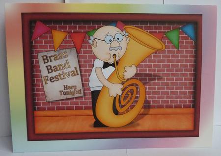 A4 Bert Plays the Tuba Card Topper by Anne Jackson