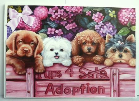Cute Little Puppies with Bow A5 by Anne Jackson