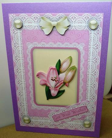 Lily 'n Lace Decoupage Card Front by Anne Jackson