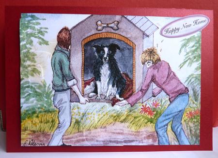 Moving Day, the Border Collie Way Wavy Corner Stacker Topper by Anne Jackson