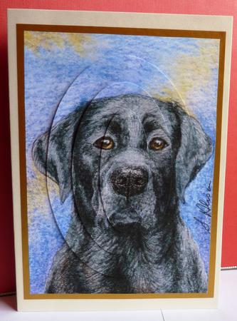 The Boy Next Door - Black Labrador Retriever Oval Pyramid by Anne Jackson