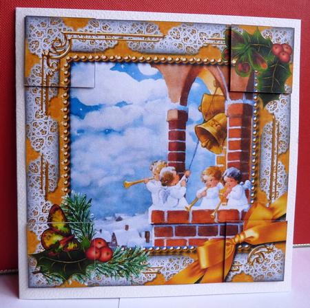 Angels Pulling Bells Holly 8inch Picture Sheet by Anne Jackson