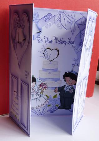 Purple Wedding Cake, with Bells in Floral Frame, Gatefold by Anne Jackson