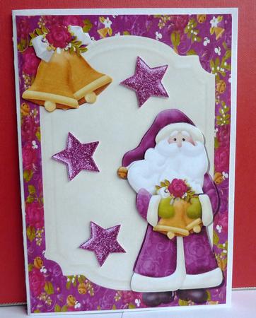 Lovely Santa with Bells & Flowers by Anne Jackson