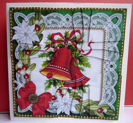 Christmas Bells Green Poinsettia 5in Cross Stacker by Anne Jackson