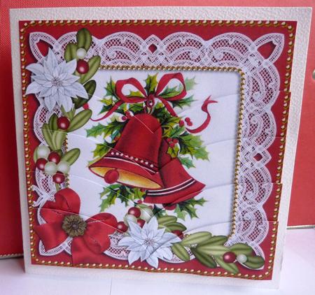 Christmas Bells Red Poinsettia 5in V Bottom Stacker by Anne Jackson