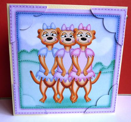 8 x 8 Cute Meerkats Present Scalloped Corner Topper by Anne Jackson