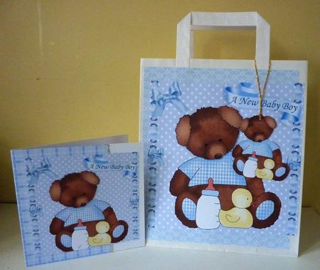 Blue Teddy for Baby Boy with Bib by Anne Jackson