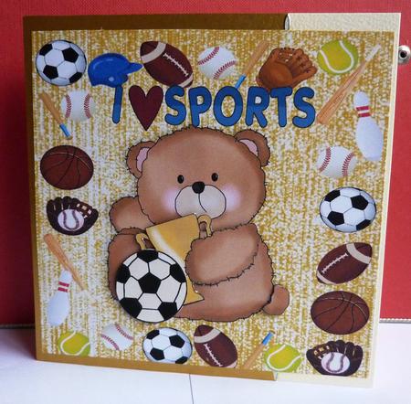 Birthday Teddy I Love Sports 8x8 by Anne Jackson