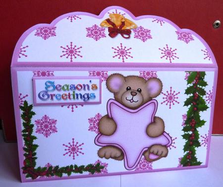 Seasons Greetings Pink Star Teddy Money Wallet by Anne Jackson