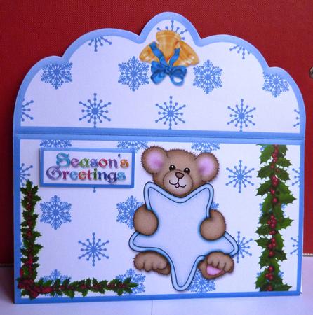 Seasons Greetings Blue Star Teddy Money Wallet by Anne Jackson