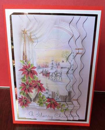 Christmas Poinsettia Window Wavy Centre Stacker by Anne Jackson