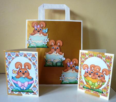 4 Easter Egg Bunny Toppers by Anne Jackson