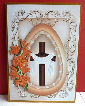 Easter Time with Cross Inside Egg with Flowers by Anne Jackson