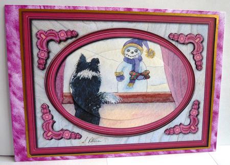 Snowman Bearing Gifts - from the 'snow Series' by Anne Jackson