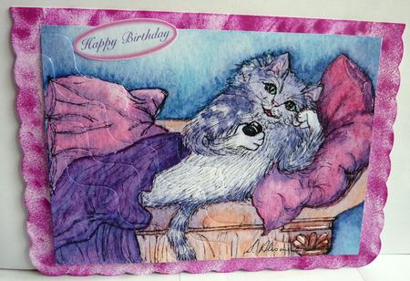 Dictating Moggy Memoirs Wavy Corner Stacker Topper by Anne Jackson