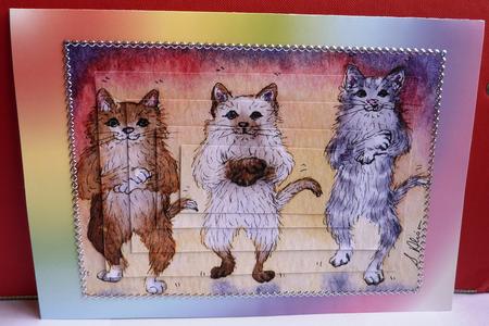 Cats Dancing Catnam Style Pyramage by Anne Jackson