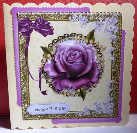 Lovely Lilac Rose in a Gold Frame by Anne Jackson