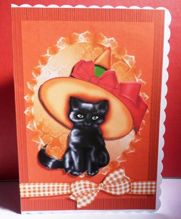 Black Cat with Orange Hat by Anne Jackson