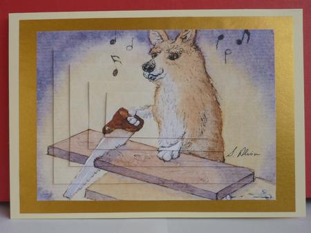 Carpenter Dog Whistling While He Works Pyramage by Anne Jackson