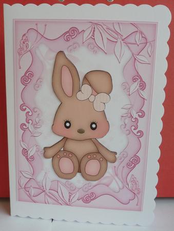 A4 Brown Bunny with Bow by Anne Jackson