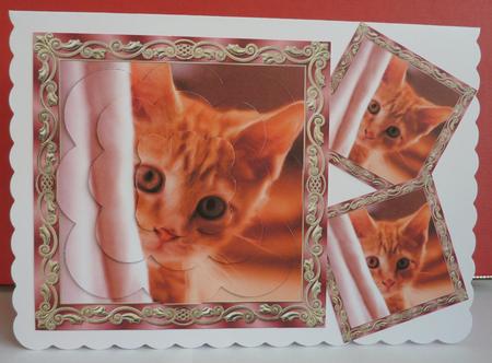 Curious Kitten Painting Scalloped Pyramid by Anne Jackson