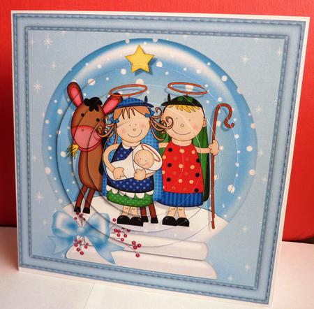 Xmas Nativity Holy Family Snowglobe Circle Pyramage by Anne Jackson