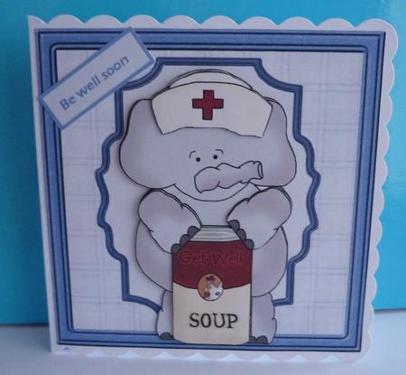 Nurse Elephant with Get Well Soup Card by Anne Jackson