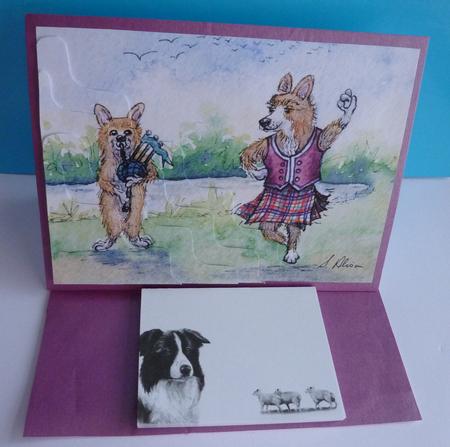 Welsh Corgi Scottish Dancing Wavy Corner Stacker Topper by Anne Jackson
