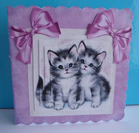 Sweet Litle Grey Kitties with Pink Bows Pyramids by Anne Jackson