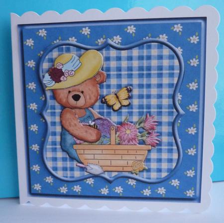 Overall Bears Square Card Topper 2 by Anne Jackson