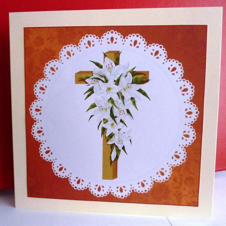Easter Lily Wooden Cross Topper by Anne Jackson