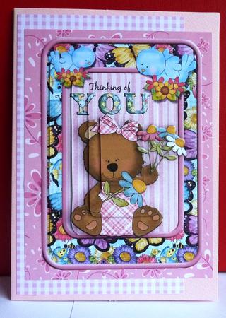 Thinking of You Bear Pyramid Card Topper by Anne Jackson
