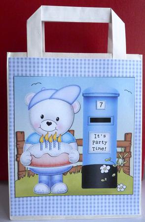 Teddy Ed N Postbox Quick Card N 3D Decoupage by Anne Jackson