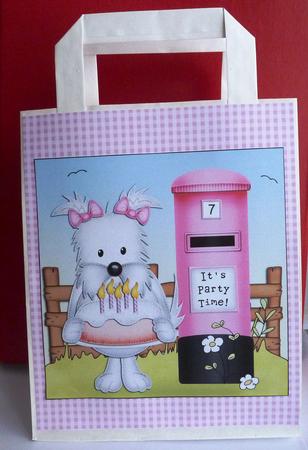 Jess Westie Dog N Postbox Quick Card N 3D Decoupage by Anne Jackson