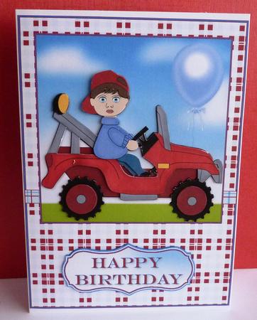 Little Red Tractor Card Front and Decoupage by Anne Jackson