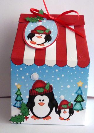 3D Xmas Penguins Milk Carton Money or Treat Box Mini Kit by Anne Jackson