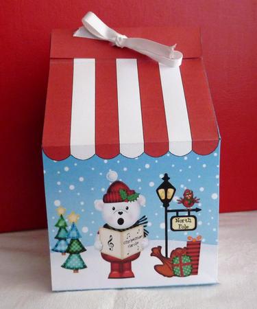 3D Xmas Teddy Ed Milk Carton Money or Treat Box Mini Kit by Anne Jackson